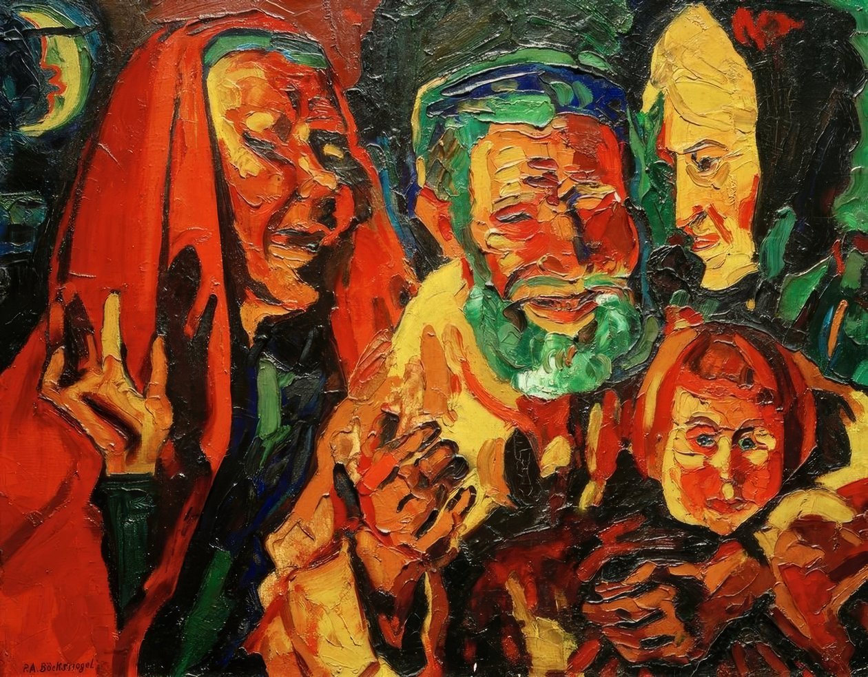 chłopi wieczorem autorstwa Peter August Böckstiegel