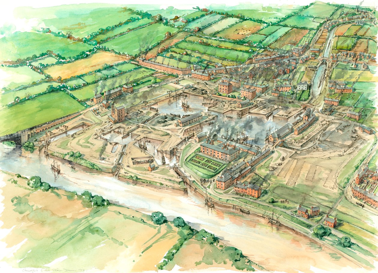 Rozwój Stourport ok. 1809, ok. 1980-2010 autorstwa Peter Dunn