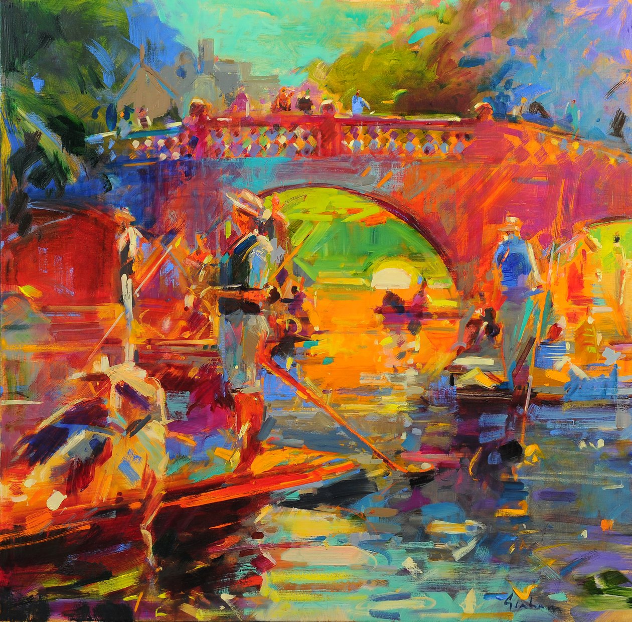 Punts, Clare Bridge autorstwa Peter Graham (Contemporary)