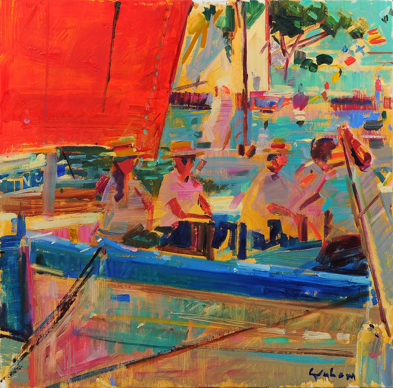 Połyskujące morze Saint Tropez autorstwa Peter Graham (Contemporary)