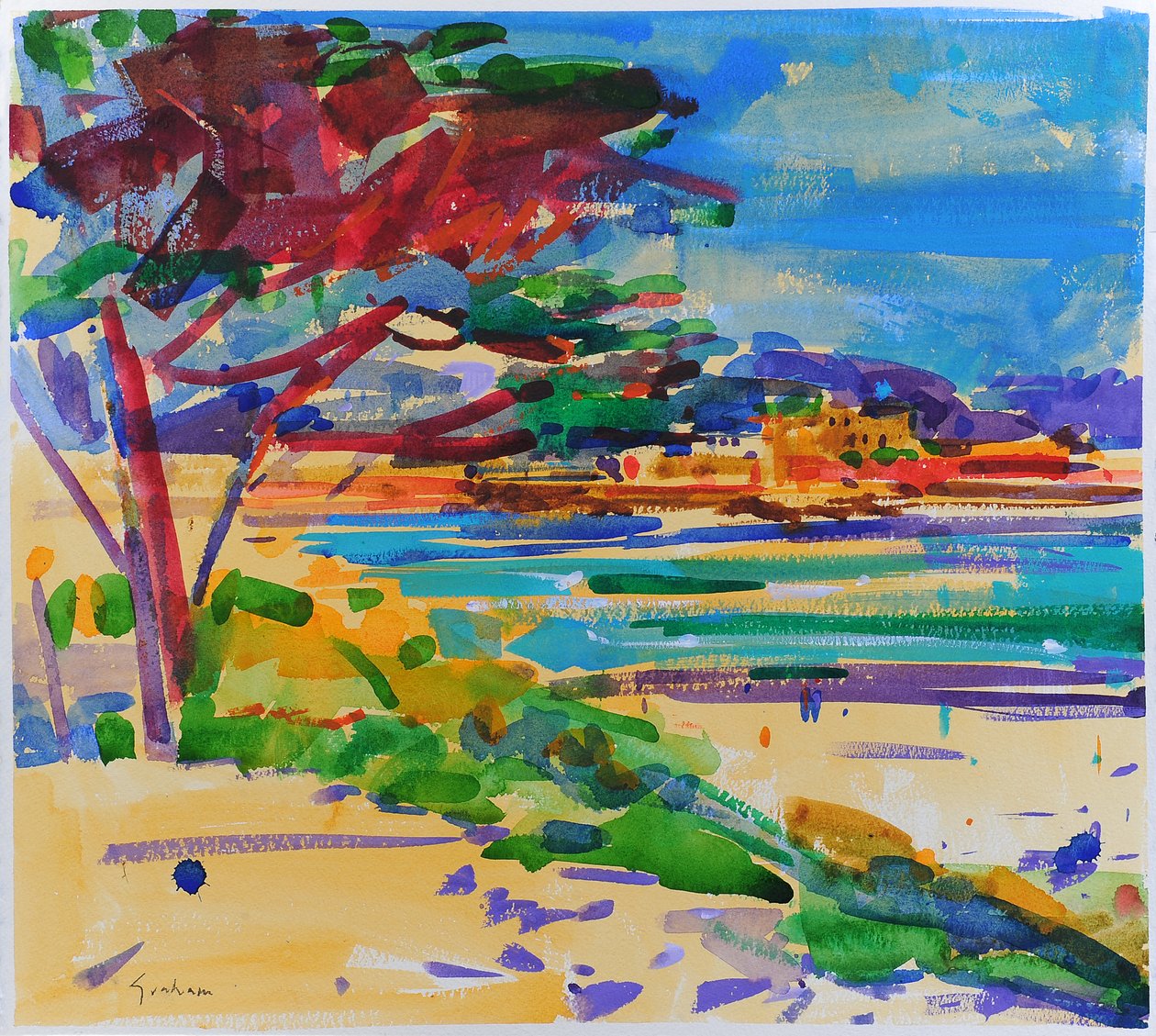 Wysoka Wydma, Carmel-by-the-Sea, 2022 (akwarela) autorstwa Peter Graham
