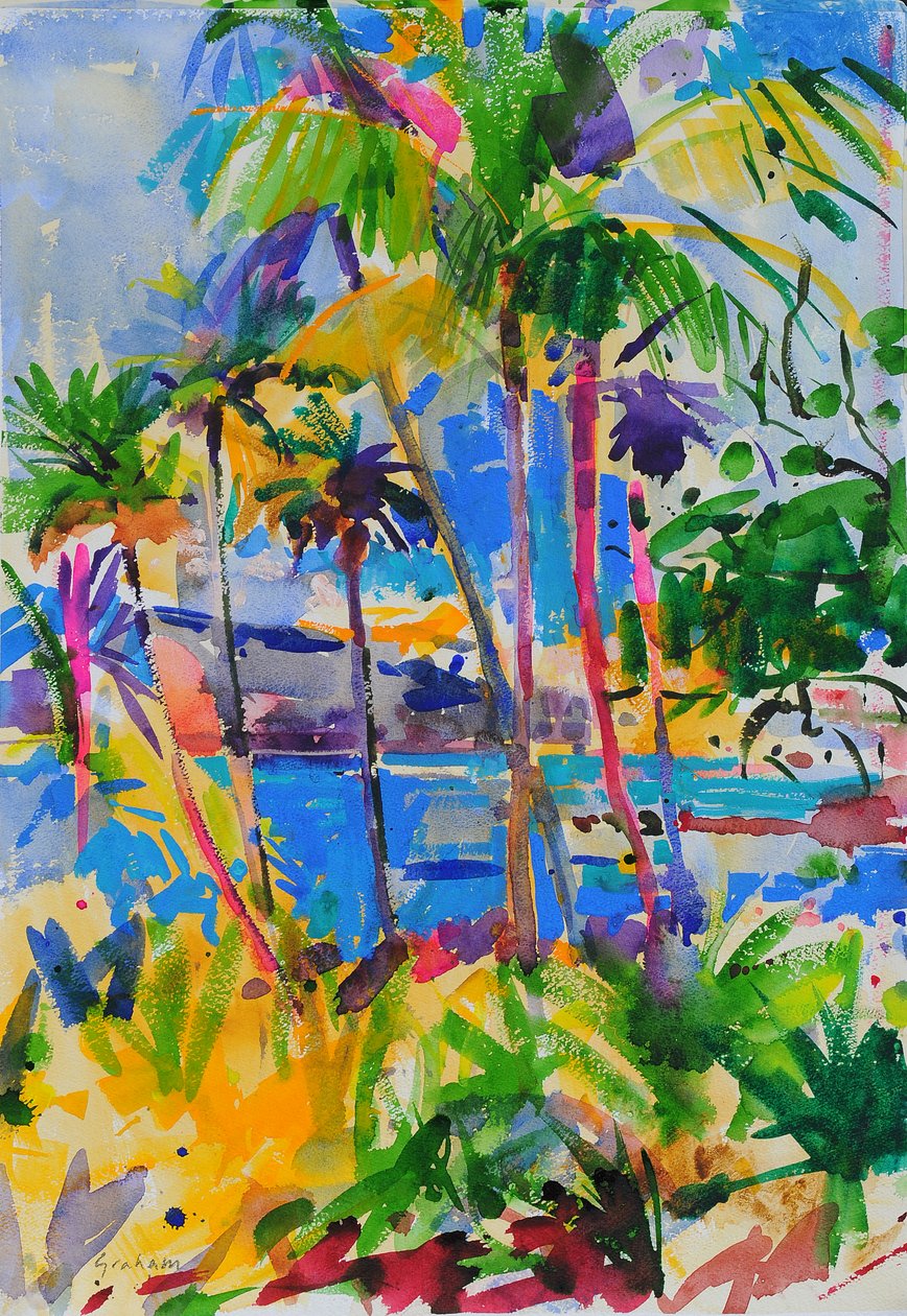 Maui Aloha, 2023 (akwarela) autorstwa Peter Graham