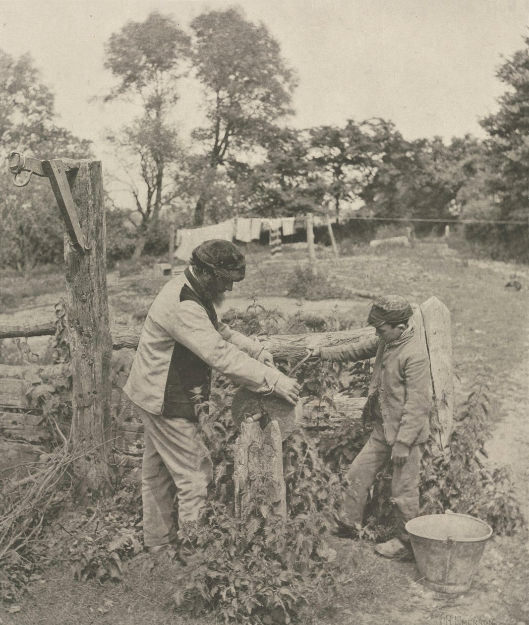 W Grindstone — gospodarstwo w Suffolk, 1888. autorstwa Peter Henry Emerson