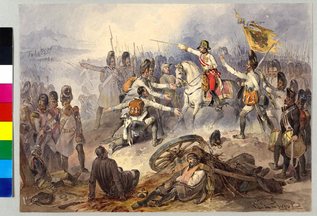 Bitwa pod Stockach 1799 (akwarela) autorstwa Peter Johann Nepomuk Geiger