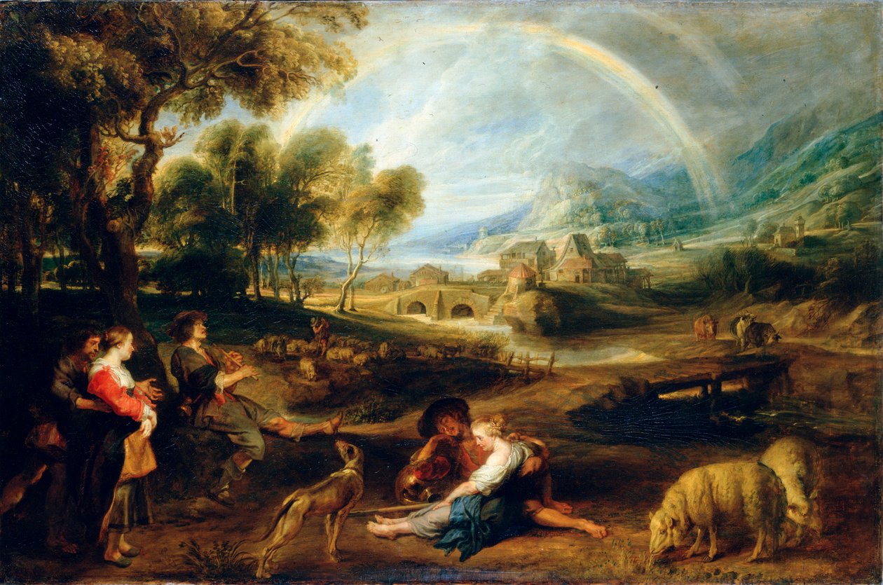 Pejzaż z tęczą, początek lat 30. XVII wieku. autorstwa Peter Paul Rubens