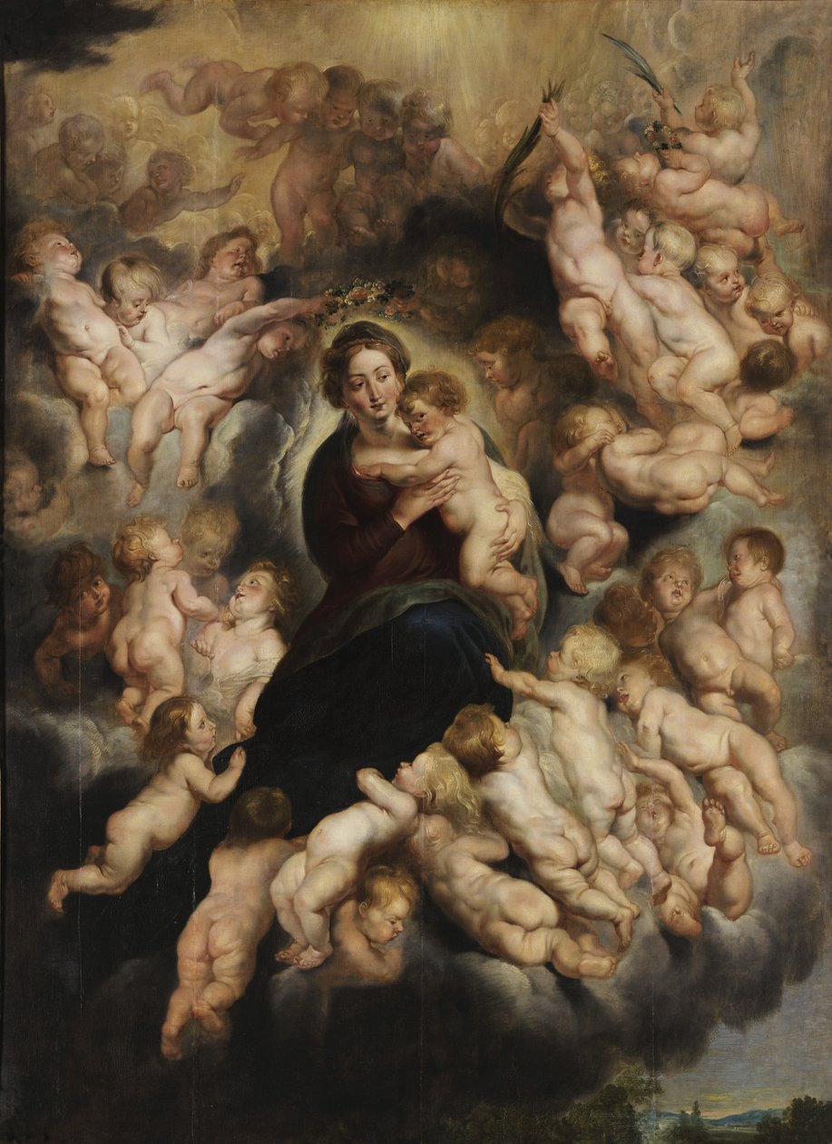 Maria z dzieckiem w wieńcu aniołów autorstwa Peter Paul Rubens