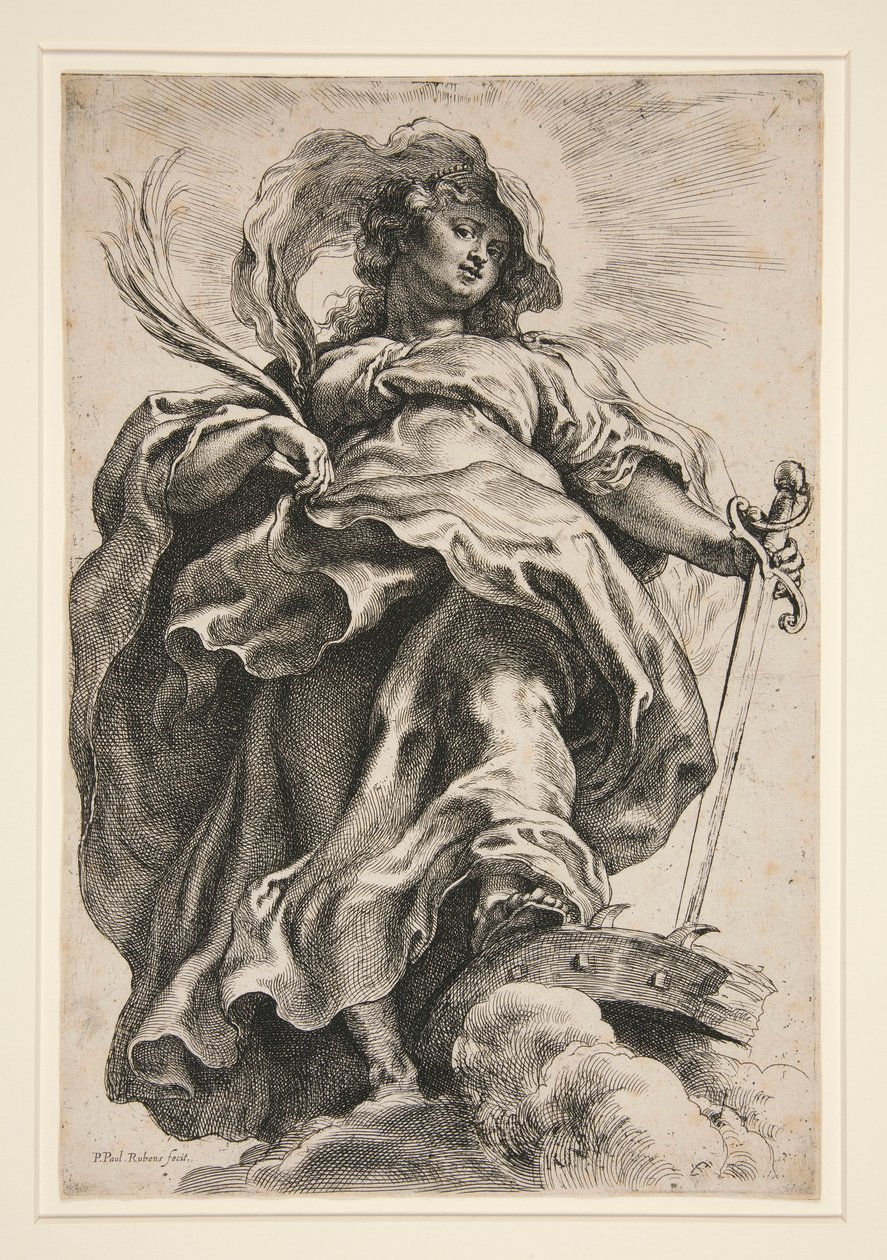 Święta Katarzyna w chmurach autorstwa Peter Paul Rubens