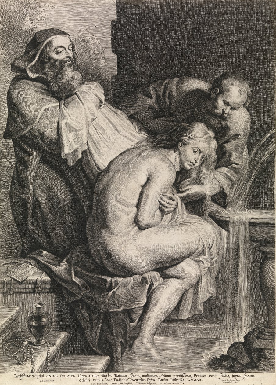 Suzanne i starcy (grawerunek) autorstwa Peter Paul Rubens
