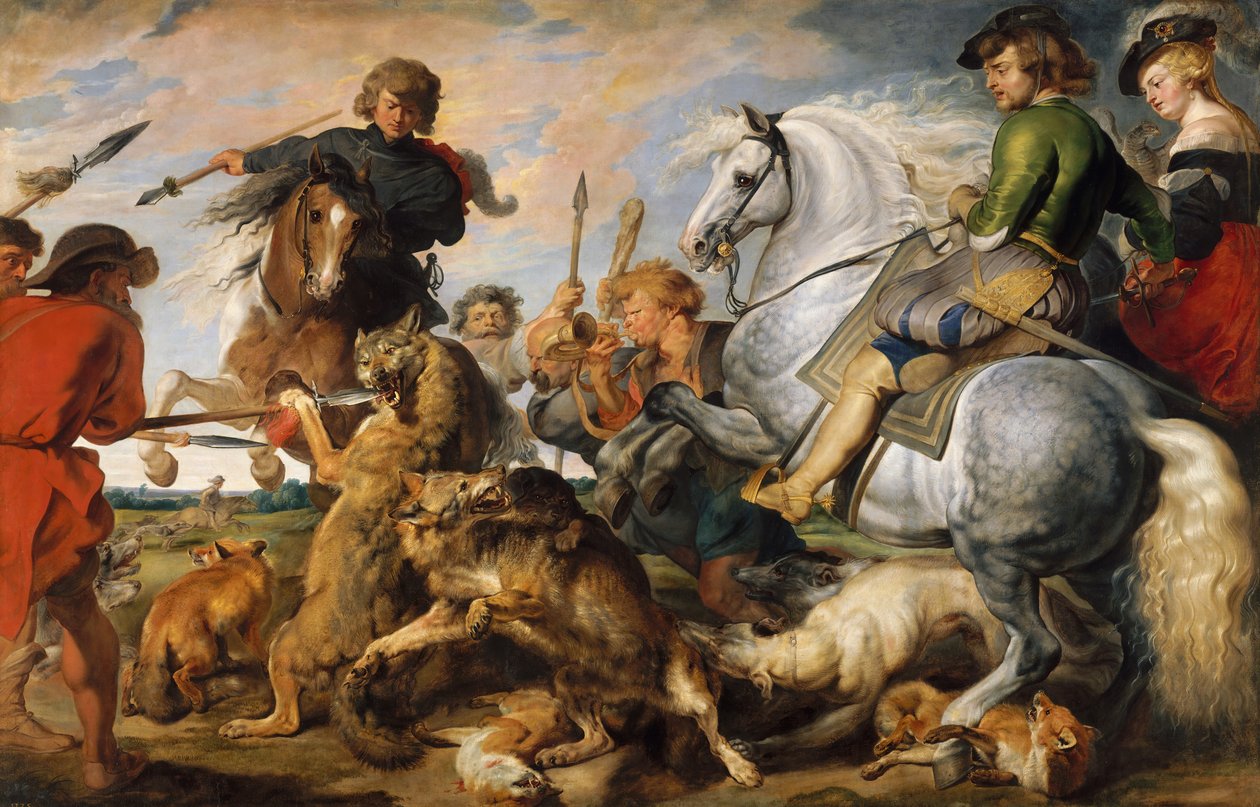 Polowanie na wilka i lisa, ca. 1616. autorstwa Peter Paul Rubens