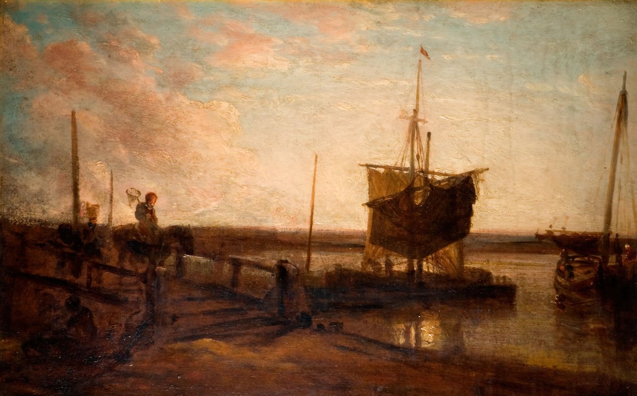 Pomost z łodziami, 1800-50. autorstwa Peter de Wint