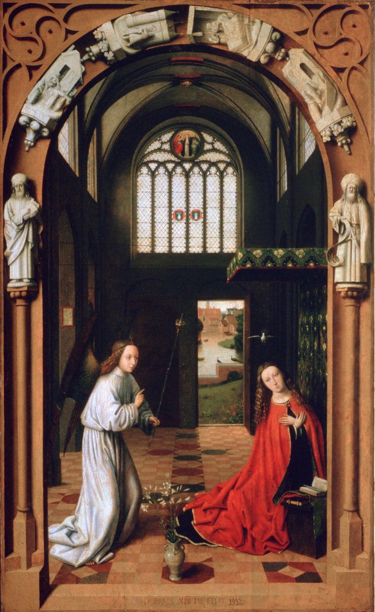 Zwiastowanie, 1452 autorstwa Petrus Christus