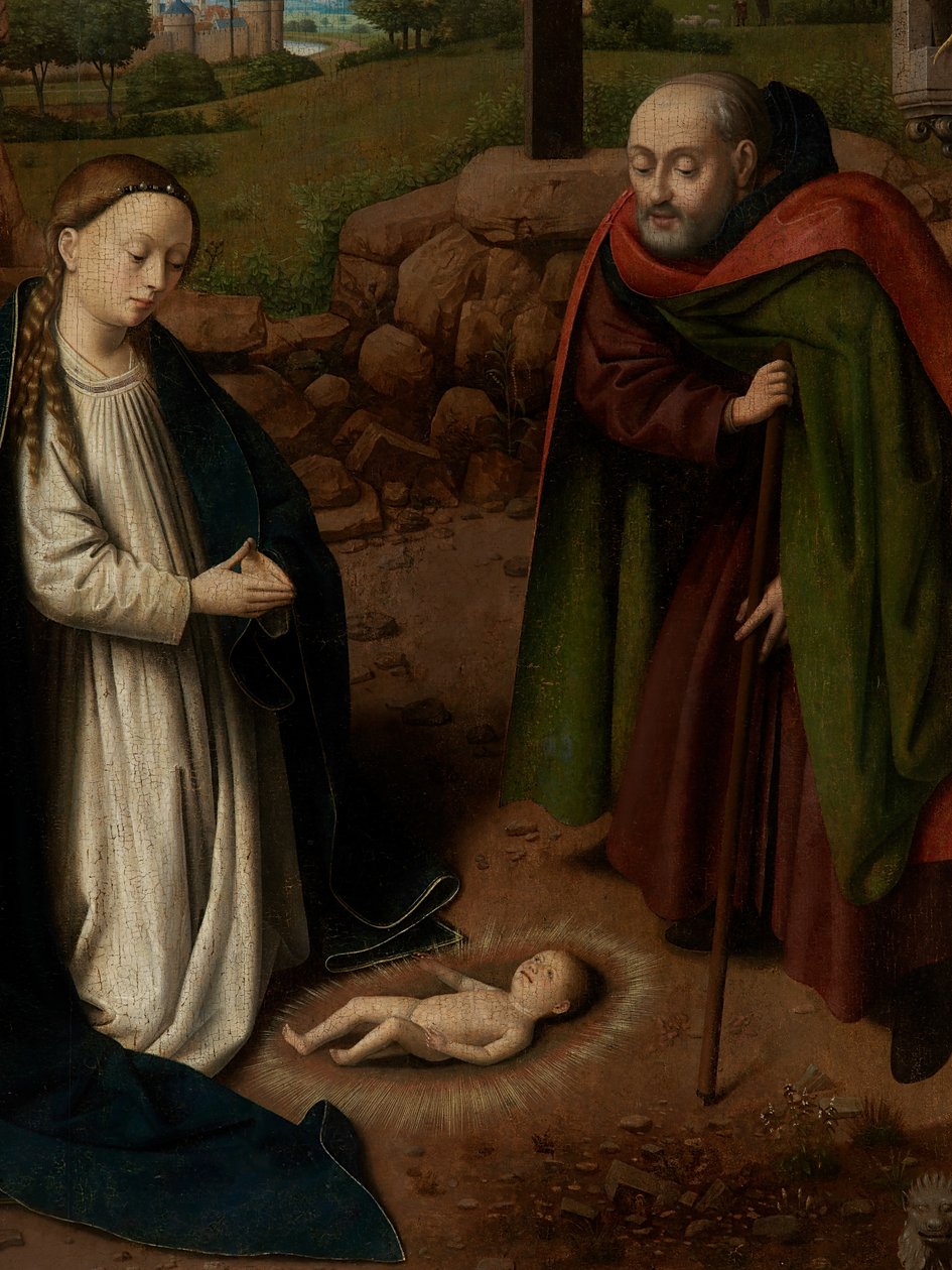 Szczegóły Adoracji Dzieciątka Jezus autorstwa Petrus Christus