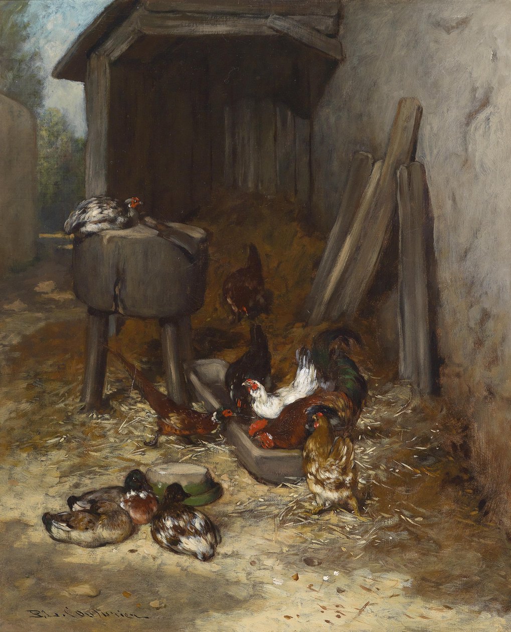 Kurczaki w stodole autorstwa Philibert Leon Couturier