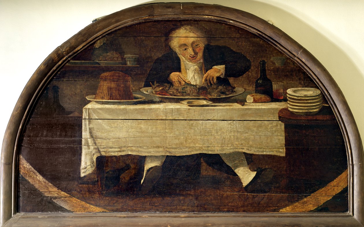 „Au Gourmand”, szyld sklepu delikatesowego Corcellet, Galerie du Palais Royal autorstwa Philibert Louis Debucourt