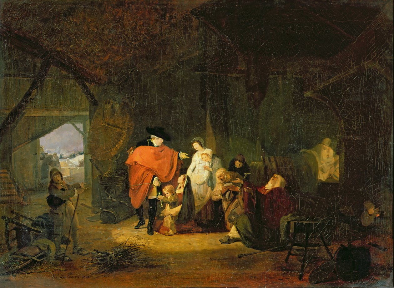 Życzliwość Ludwika XVI (1754-93) zimą 1784, 1785 autorstwa Philibert Louis Debucourt