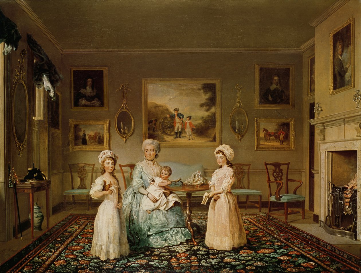 Pani Congreve i jej dzieci w swoim londyńskim salonie, 1782 autorstwa Philip Reinagle