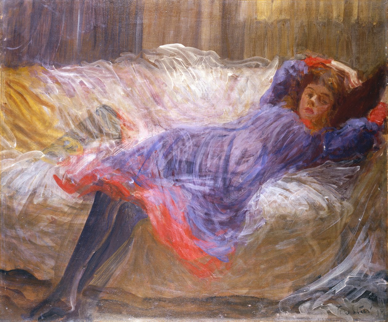 Dziewczyna leżąca na sofie autorstwa Philip Wilson Steer