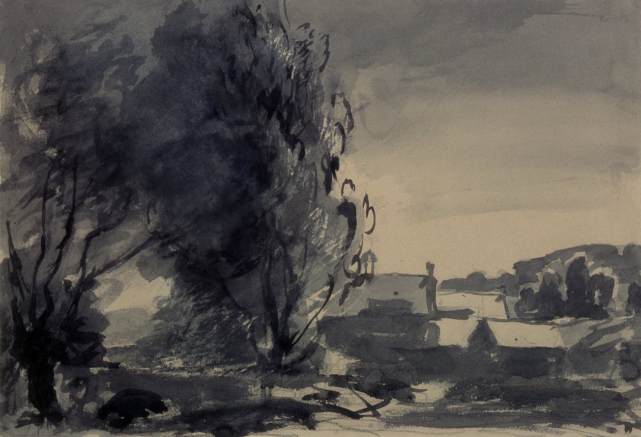 Domy wśród drzew, 1902 (wc na papierze) autorstwa Philip Wilson Steer