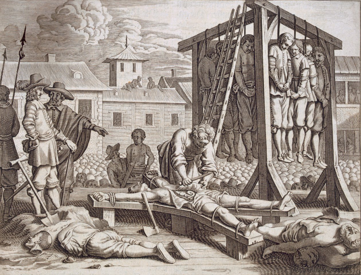 Zawieszenia i tortury, pub. 1672. autorstwa Philip Baldaeus