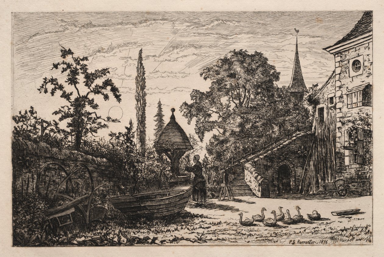 Dziedziniec, 1876 r. autorstwa Philip Gilbert Hamerton