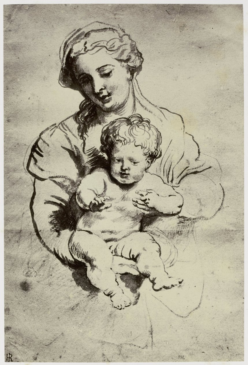 Rubens, jego żona i dziecko autorstwa Philip Henry Delamotte