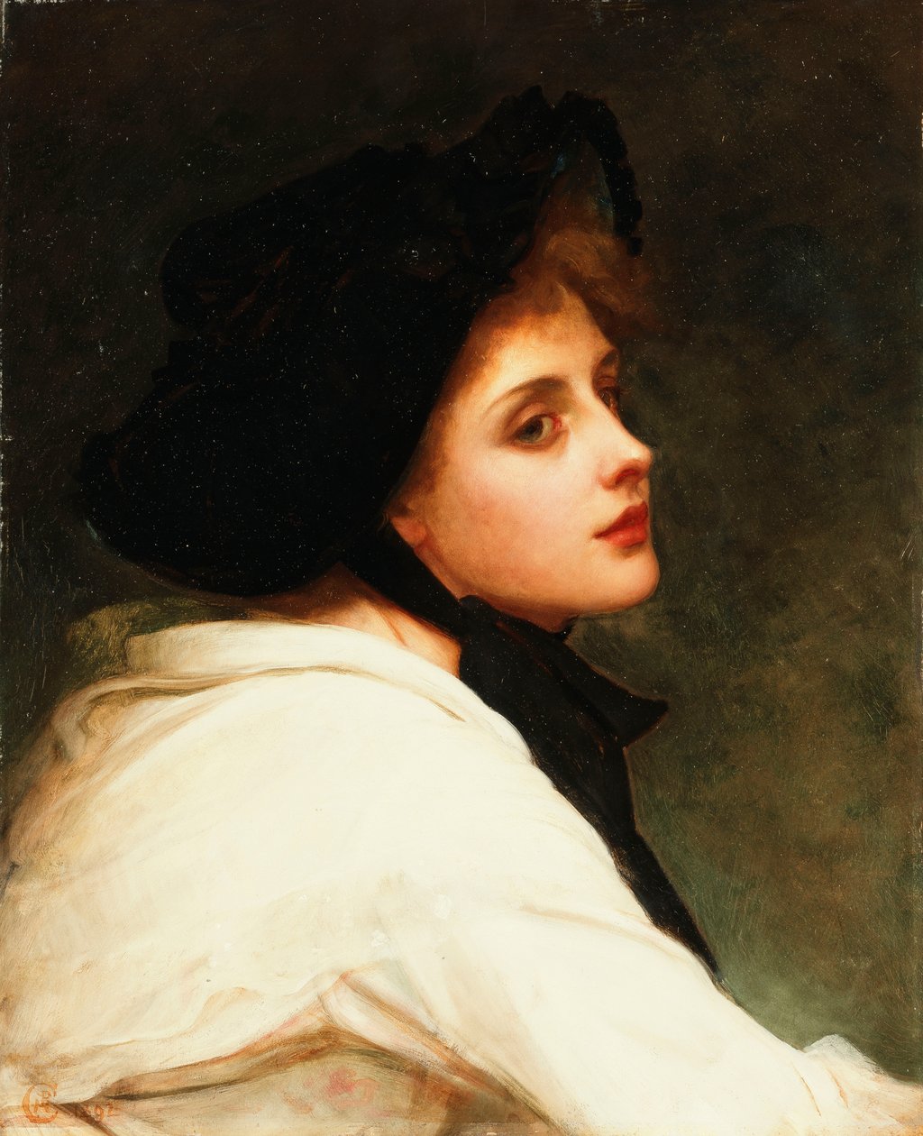 Czarny kapelusz, 1892 autorstwa Philip Hermogenes Calderon