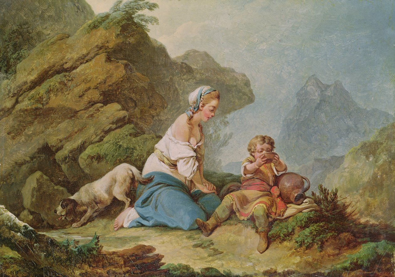 Hagar patrzy, jak jej syn pije autorstwa Philippe Jacques de Loutherbourg