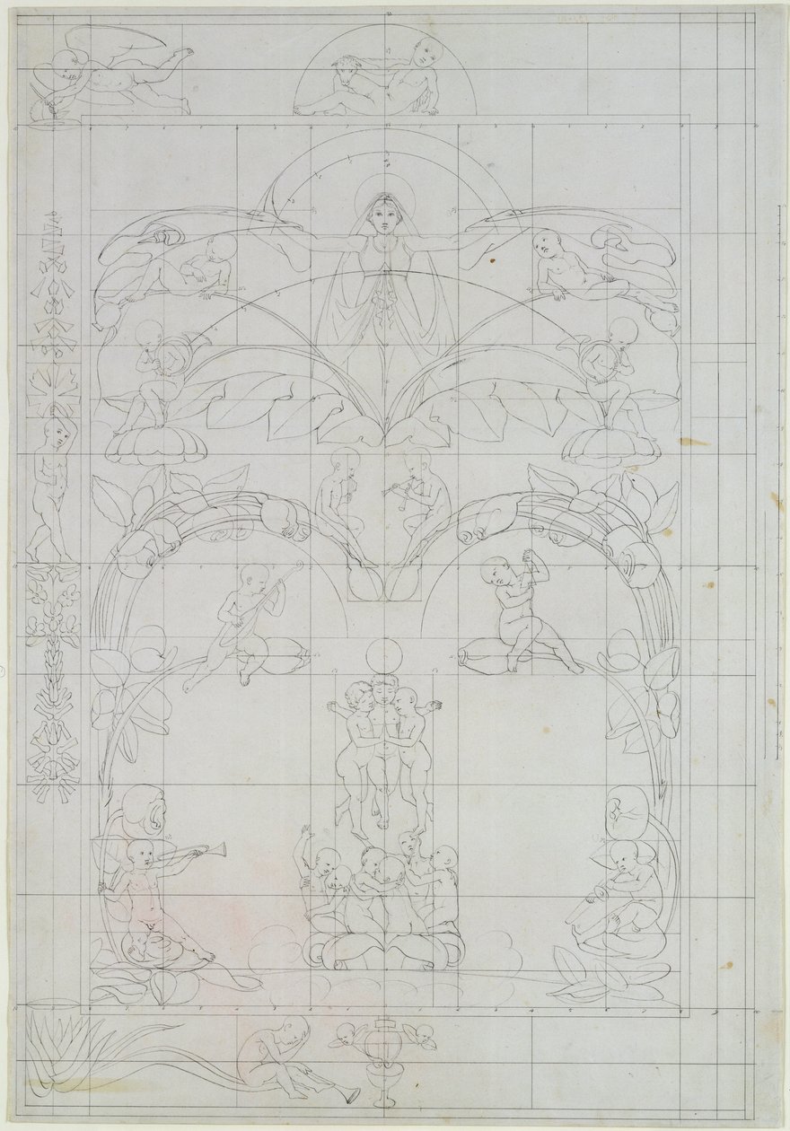 Wieczór, 1803 (ołówek i pranie na papierze) autorstwa Philipp Otto Runge