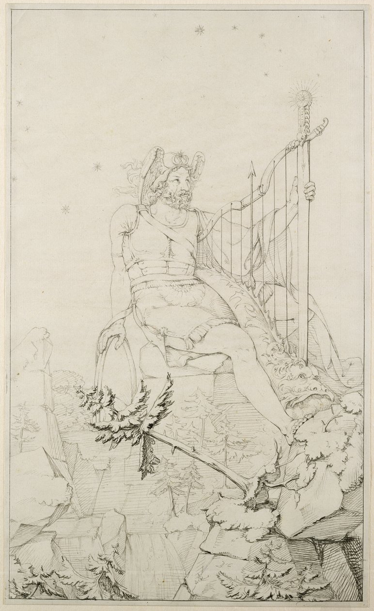 Ossian, 1804-5 (przemyj ołówkiem na papierze) autorstwa Philipp Otto Runge