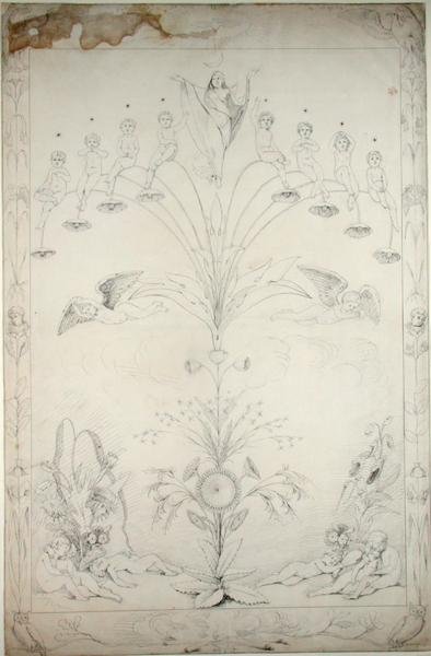 Noc, 1803 (pióro i atrament na papierze) (zob. 157644) autorstwa Philipp Otto Runge
