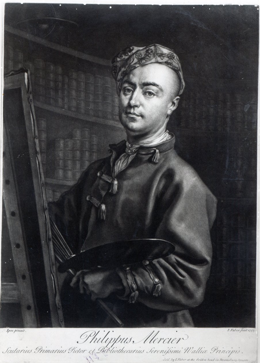 Autoportret, grawerowany przez Johna Fabera, 1735 autorstwa Philippe Mercier