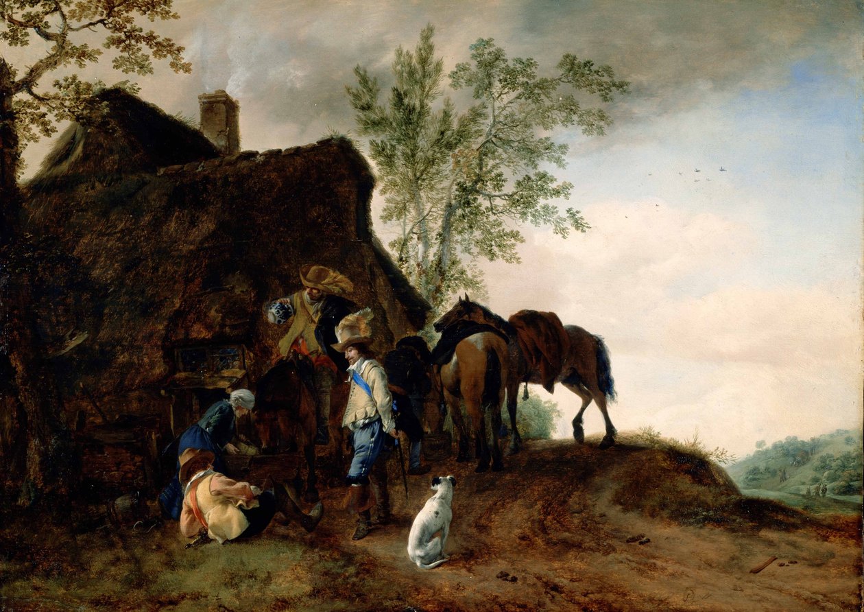 Zatrzymanie kawalerzystów w karczmie autorstwa Philips Wouwerman