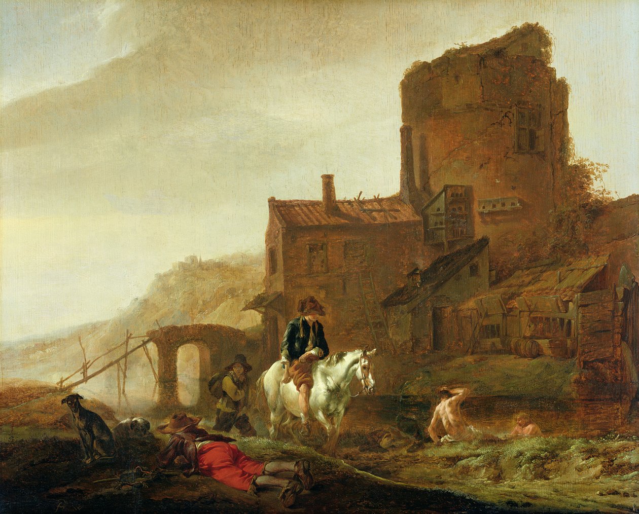 Jeździec i Kąpiący się autorstwa Philips Wouwerman