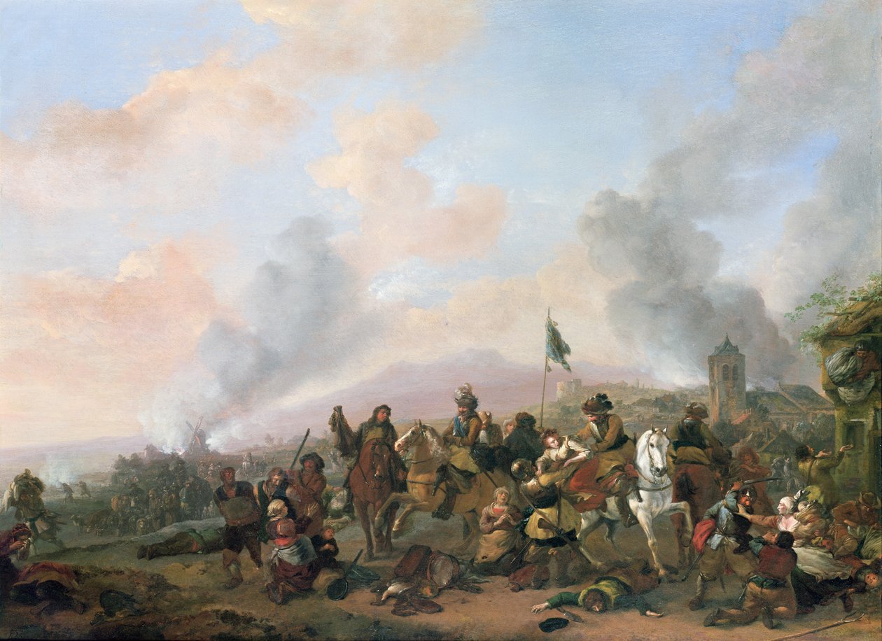 Splądrowanie wioski autorstwa Philips Wouwerman