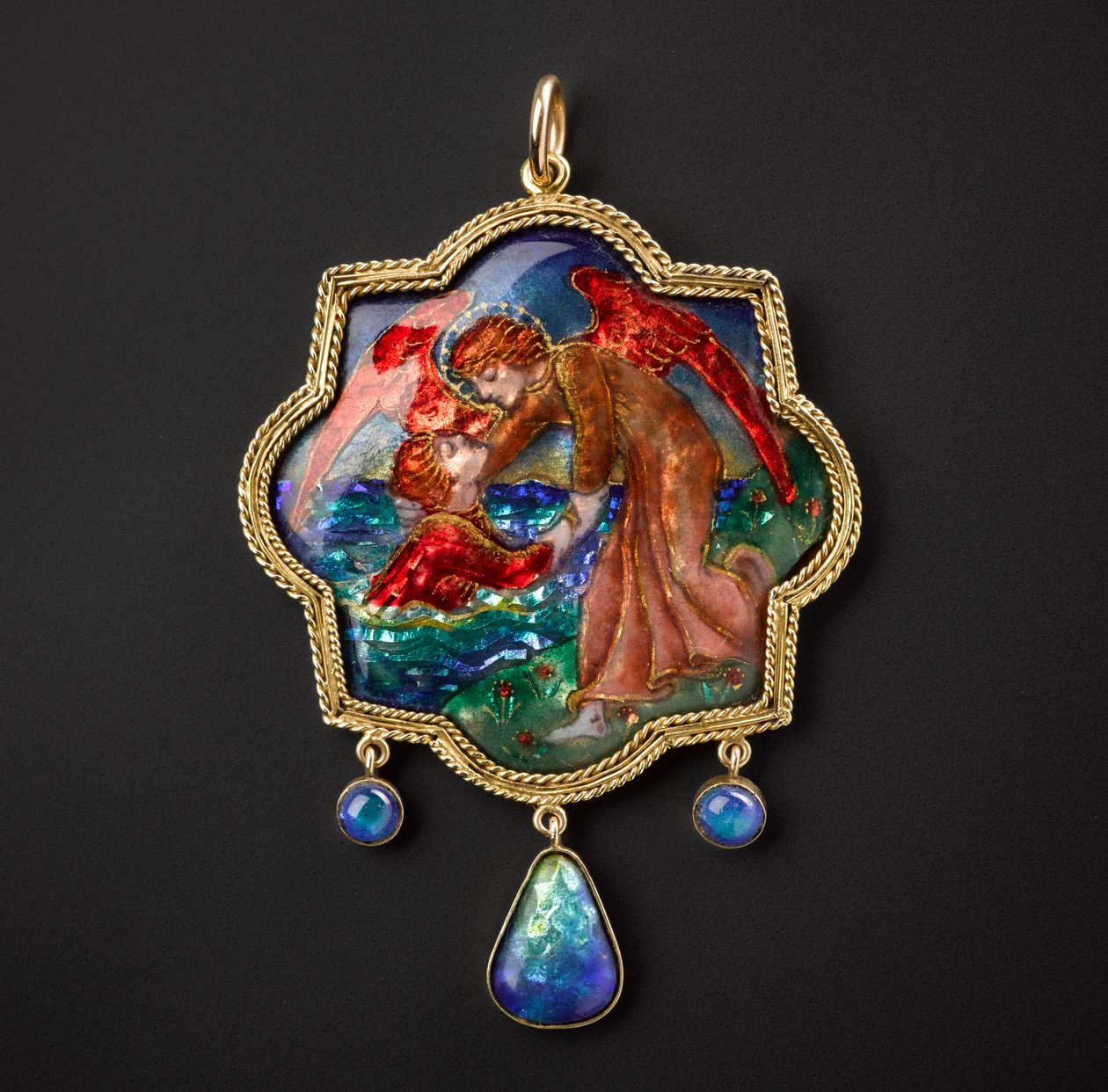 Wisiorek z głębin, 1908 (złoto i emalia) autorstwa Phoebe Anna Traquair