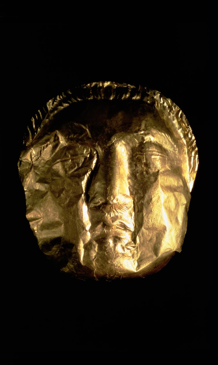 Maska pogrzebowa, V-IV wiek pne (wytłaczane złoto) autorstwa Phoenician Phoenician