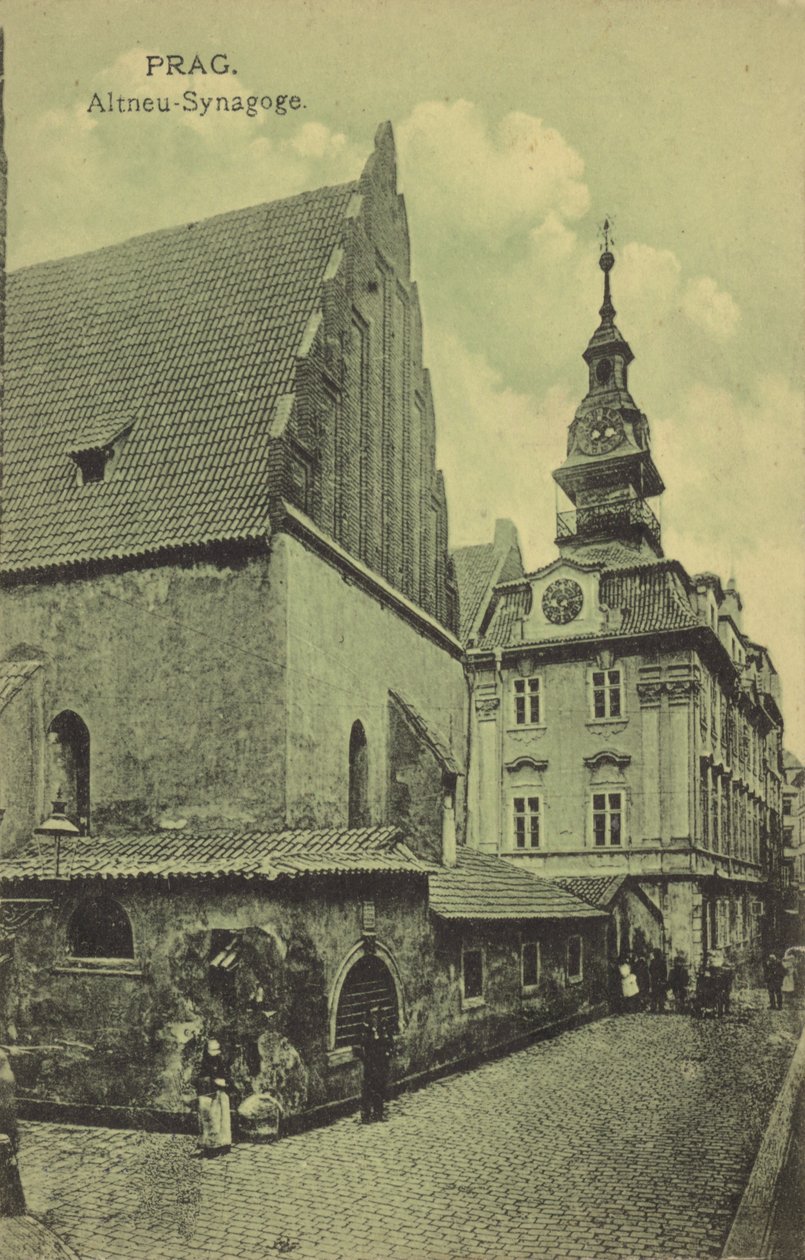 Stara Nowa Synagoga, Praga (zdjęcie czarno-białe) autorstwa Photographer Austrian