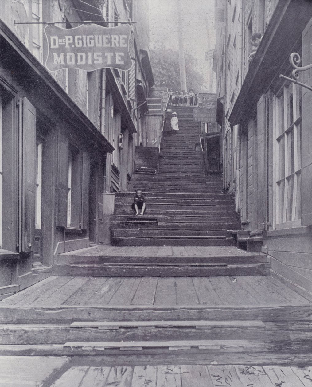 Kanada: Break-Neck Stairs, Quebec (zdjęcie czarno-białe) autorstwa Photographer Canadian