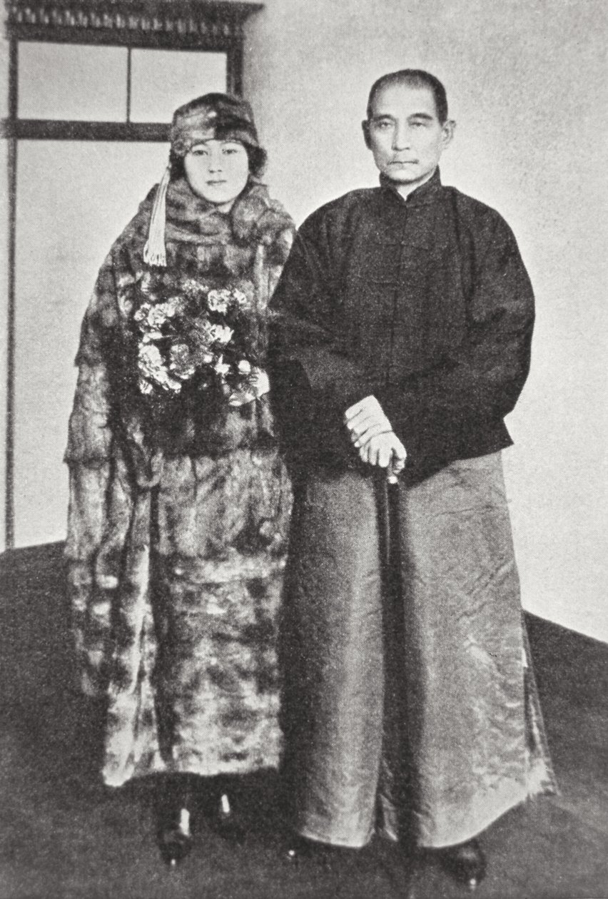 Sun Yat-Sen z żoną (zdjęcie czarno-białe) autorstwa Photographer German
