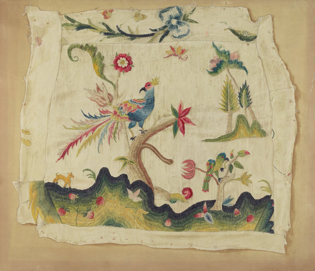 Siedzisko krzesła haftowane Crewel, c. 1936. autorstwa Phyllis Dorr