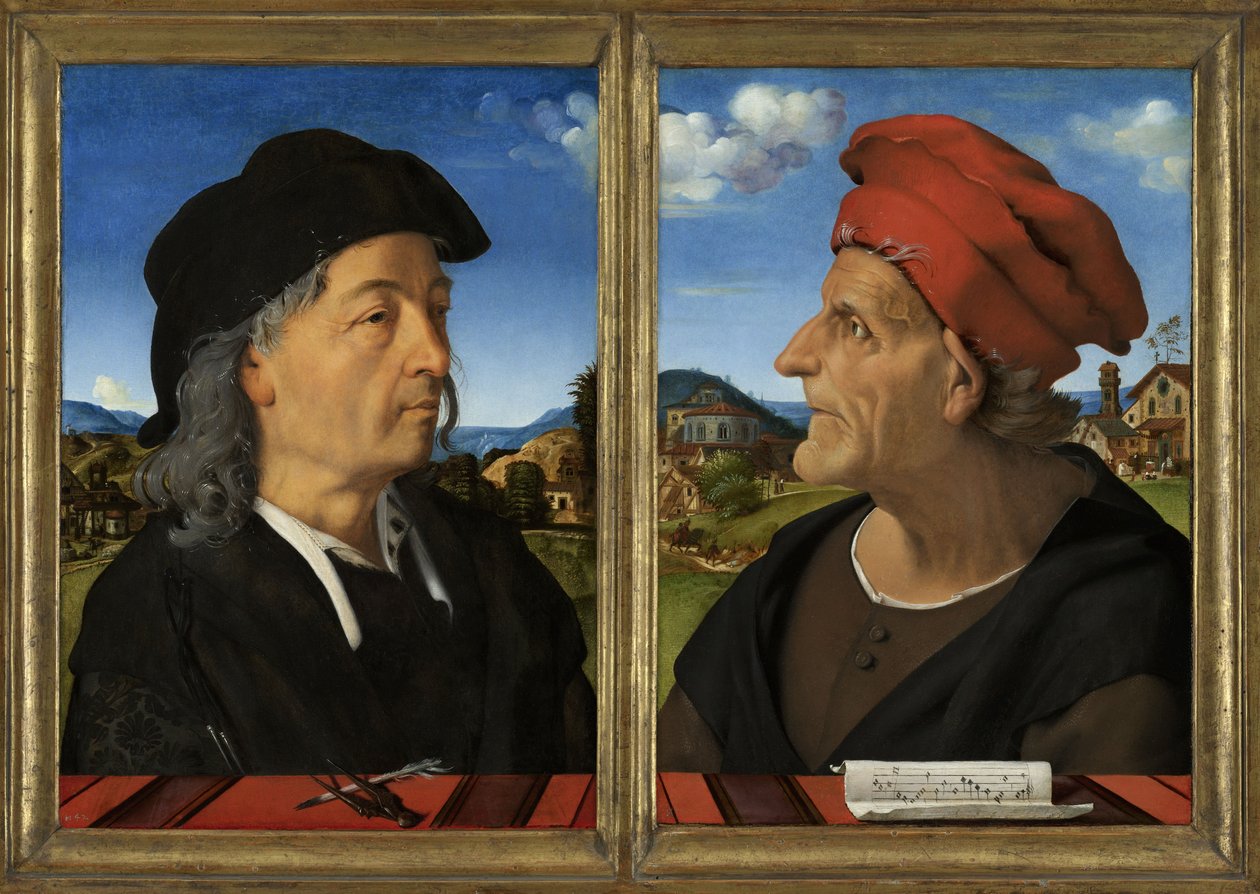 Portrety Giuliano i Francesco Giamberti da Sangallo, 1482-5 autorstwa Piero di Cosimo
