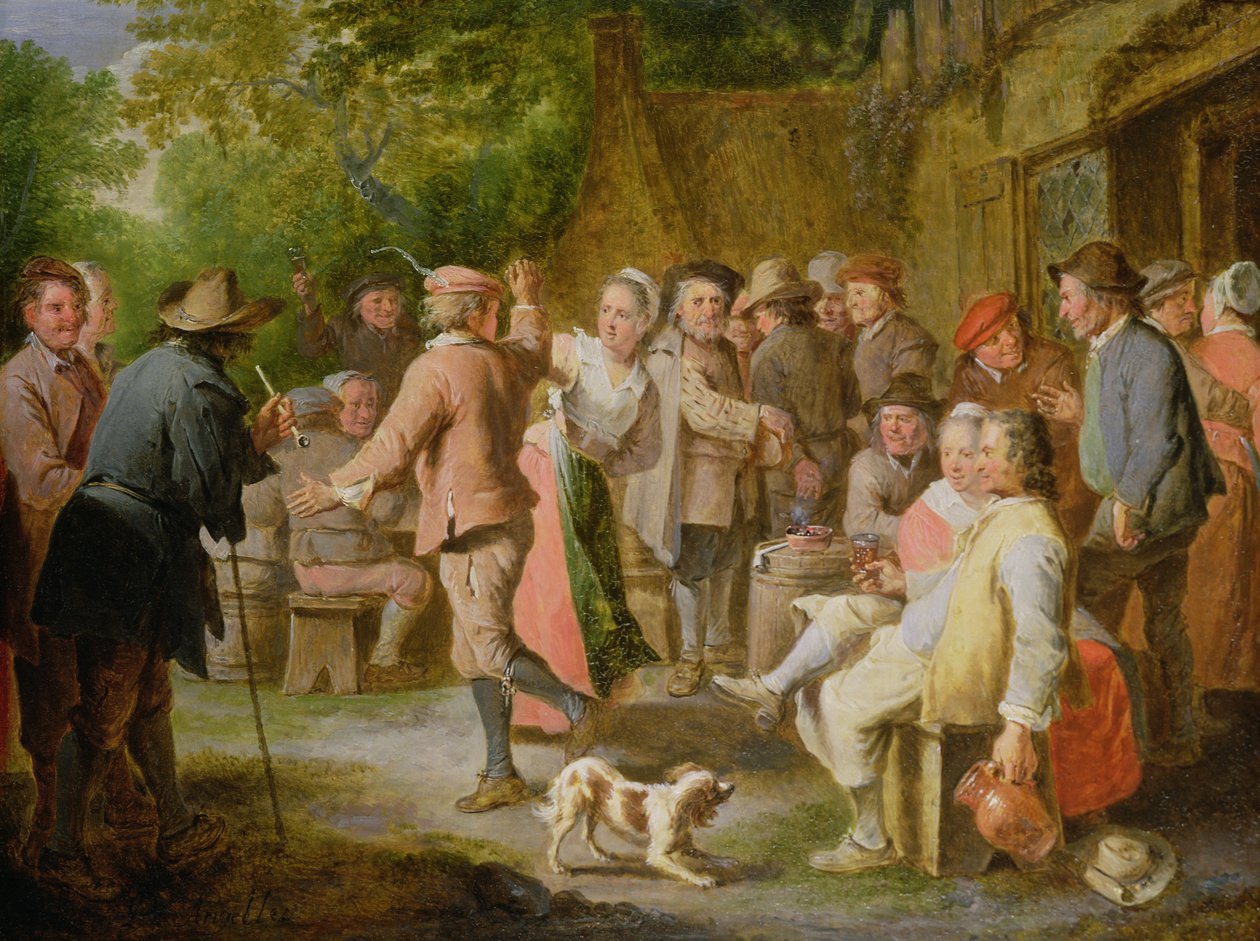 Wiejska biesiada z tańczącymi figurami autorstwa Pierre Angelis or Angillis