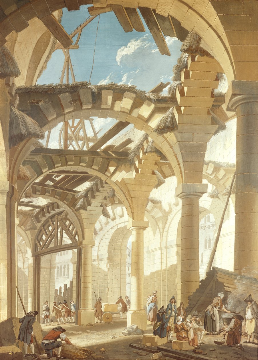 Budowa Targu Pszenicznego, 1765 autorstwa Pierre Antoine Demachy