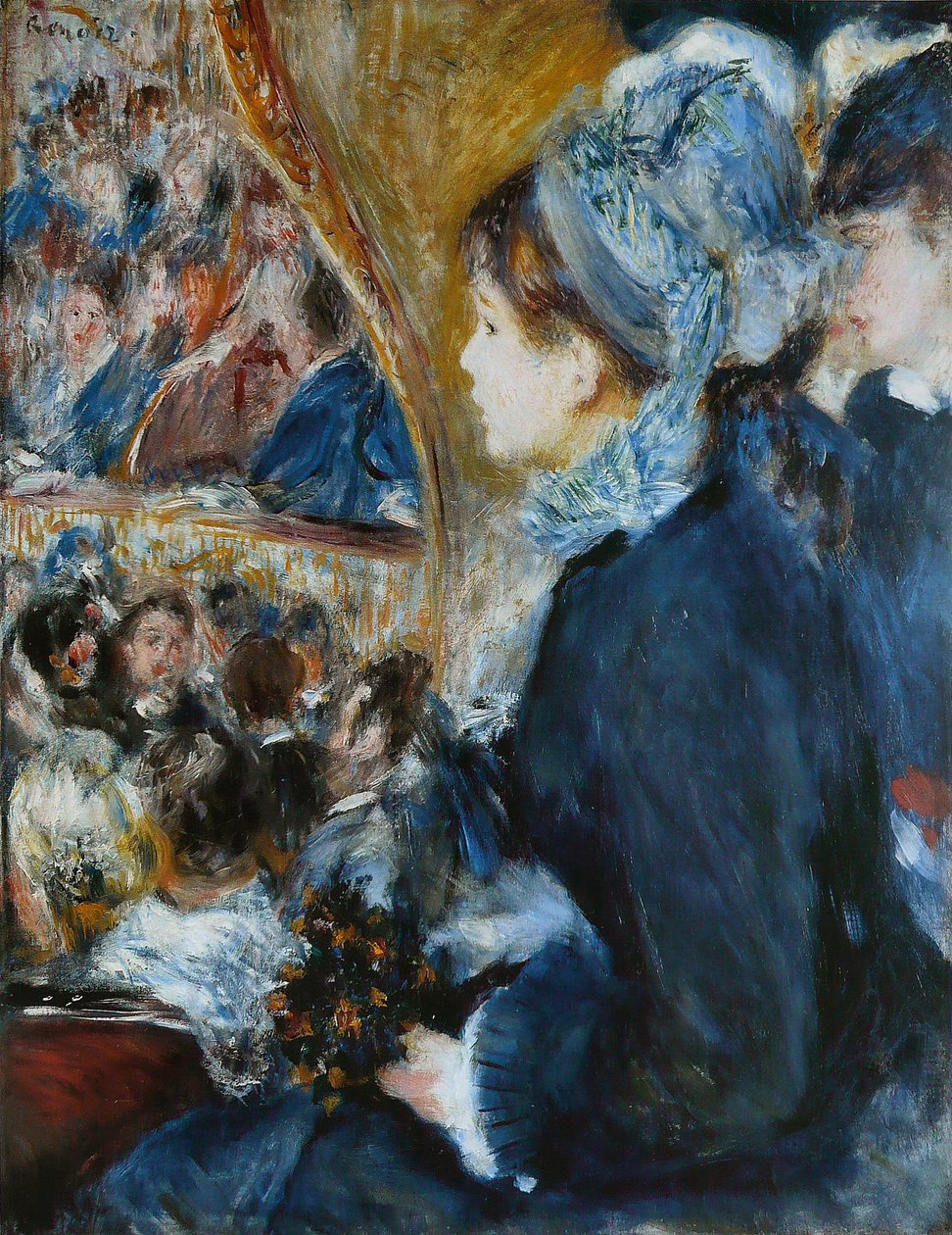 W teatrze (La Premiere Sortie), 1876-7 autorstwa Pierre Auguste Renoir