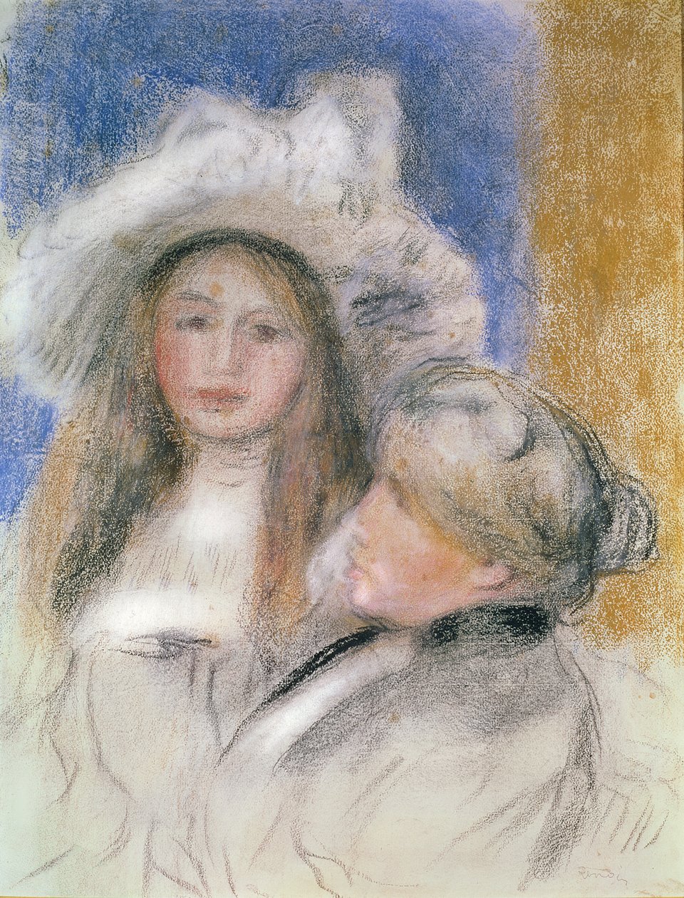 Berthe Morisot (1841-95) i jej córka Julie Manet (1878-1966) (pastel na papierze) autorstwa Pierre Auguste Renoir