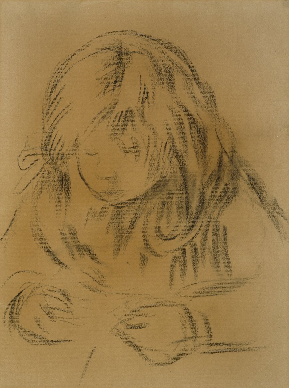Szycie dzieci, 1906 (węgiel na papierze tkanym) autorstwa Pierre Auguste Renoir