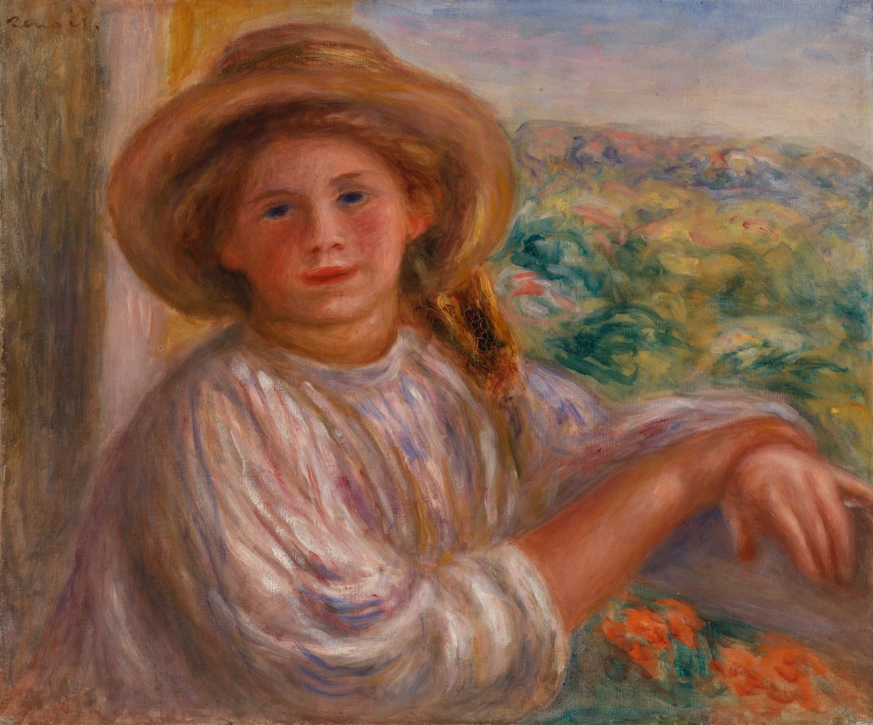 Dziewczyna na balkonie, Cagnes autorstwa Pierre Auguste Renoir