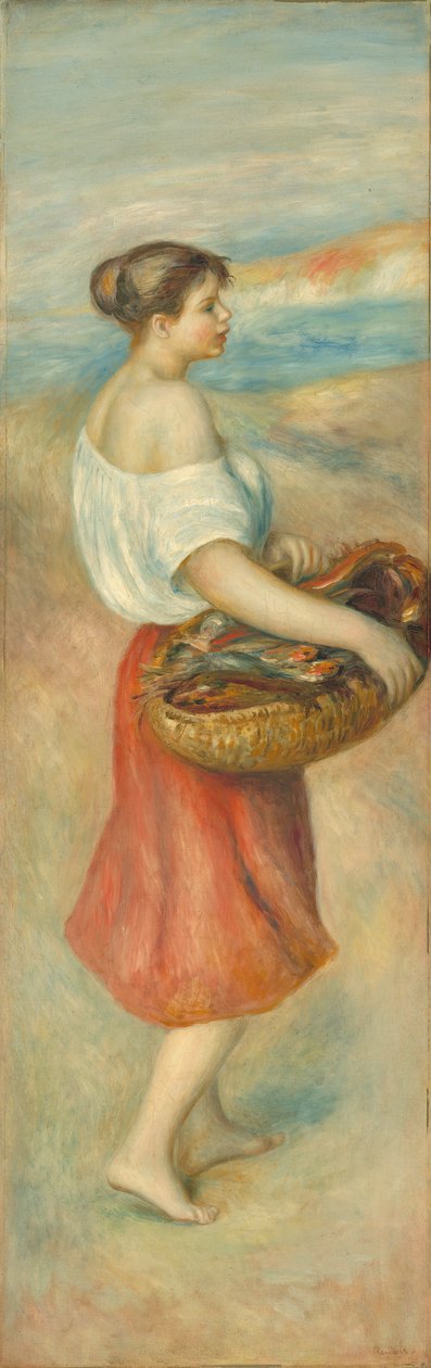 Dziewczyna z koszykiem ryb, ok. 1889 r. autorstwa Pierre Auguste Renoir