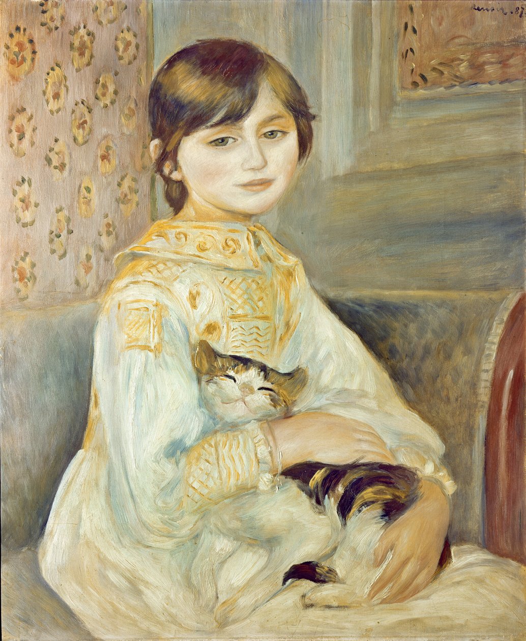 Julie Manet z kotem, 1887 autorstwa Pierre Auguste Renoir