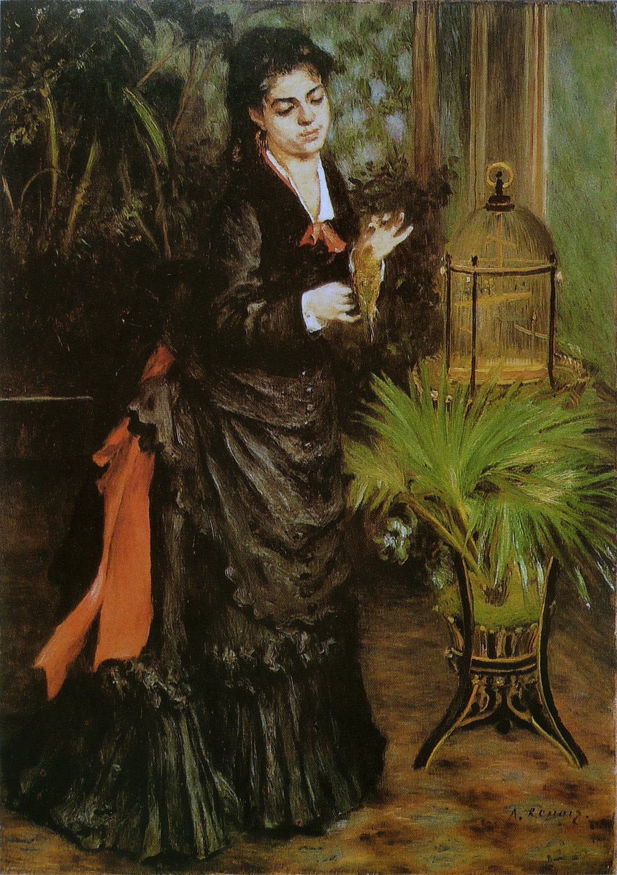 Kobieta z papugą autorstwa Pierre Auguste Renoir